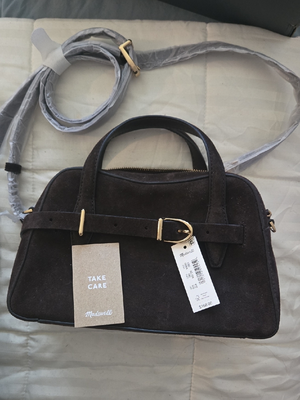 Madewell Chocolate Brown Suede Satchel NWT & The LAUREL Boot Size 10 NEW - Picture 2 of 14